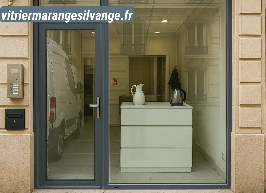 Façade vitrine de magasin en aluminium sur mesure à Marange-Silvange